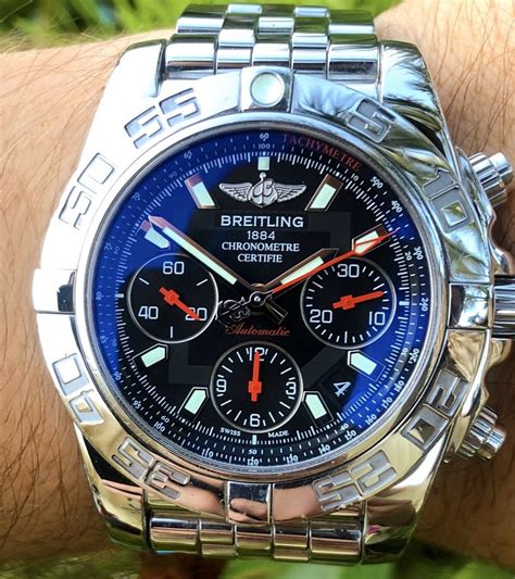 breitling chronomat 41 steel polished bezel pilot bracelet blue